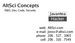 AltSci Concepts Business Card