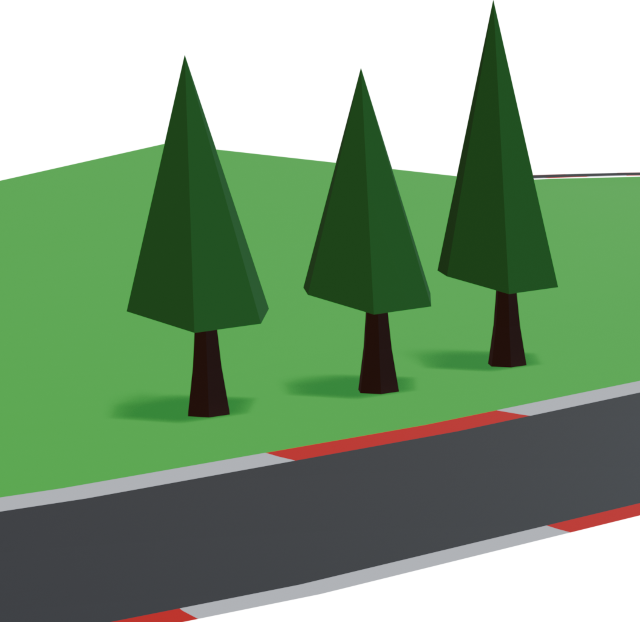3 trees behind a race track